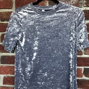 Velvet Short Sleeve Top - Raw Hem